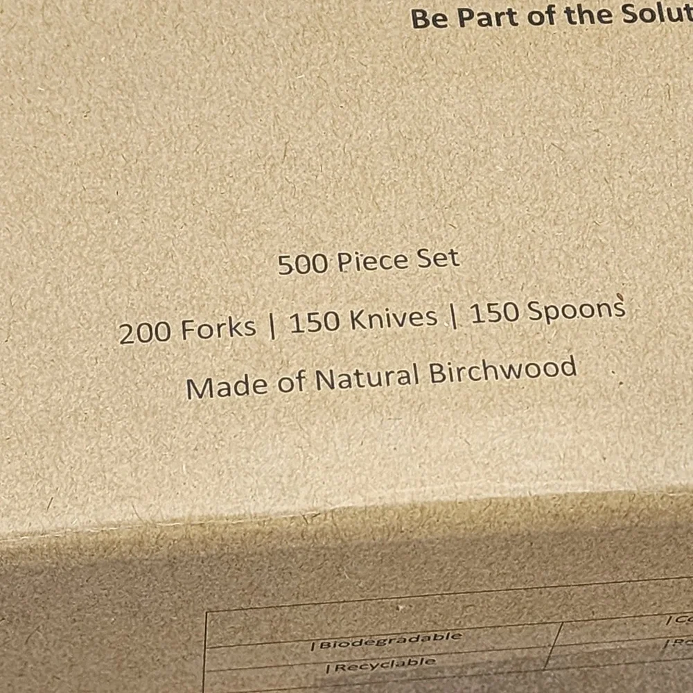 Leigh Yellow Wooden Cutlery Set Natural Eco-Friendly Birchwood 500 Piece Set NEW